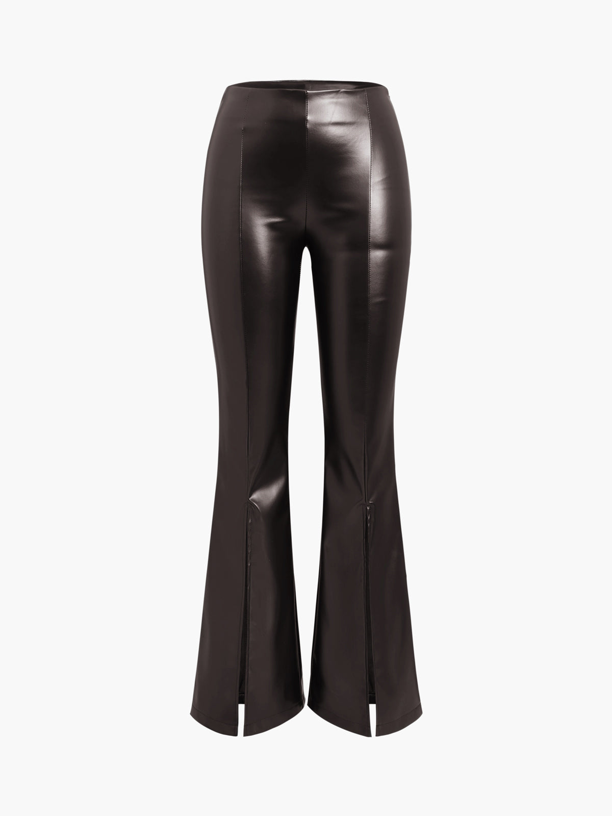 Maxct Faux Leather Zippered Flare Pants