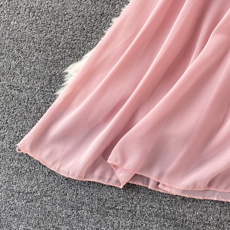 Chiffon Dress Women Sexy Slash Neck Ruffle Robe Elegant Ruffle High Waist Vestidos Female Beach Vacation New