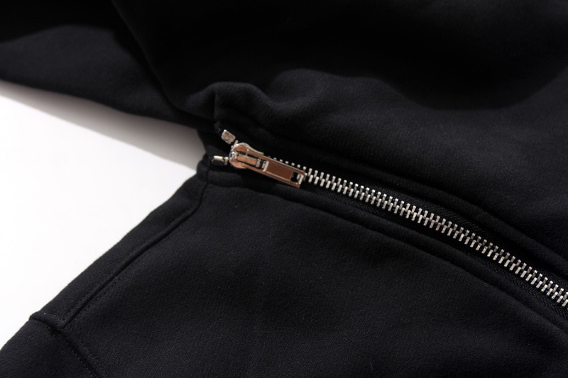 Men Women Full Zipper Harajuku Black Hoodie - true deals club