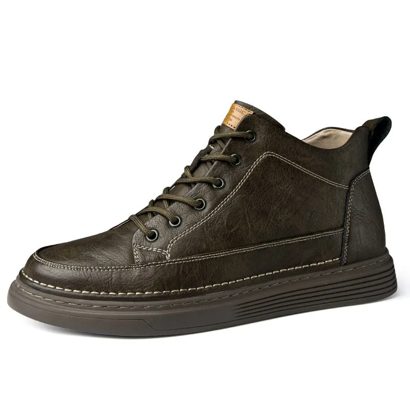 Leather Motorcycle Oxford Boots for Men Maxct