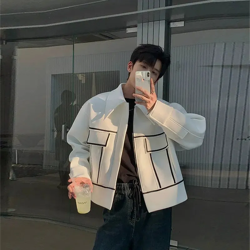 Maxct Stitching Pocket Design Zip Bomber Jacket