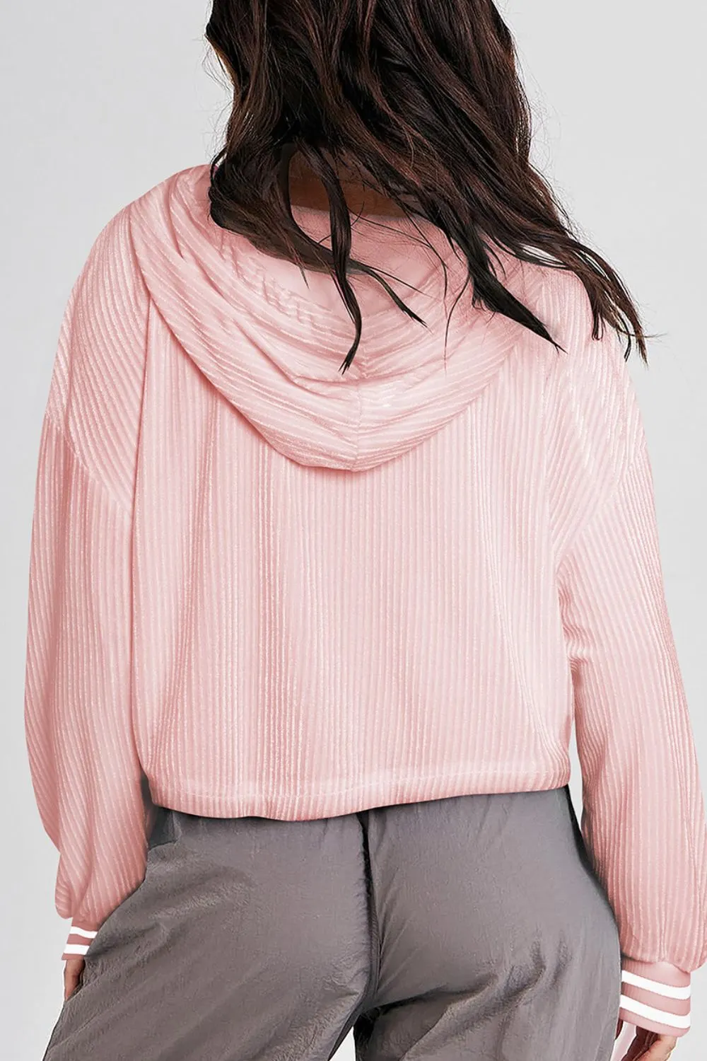 Maxct &Drawstring Drop Shoulder Long Sleeve Hoodie