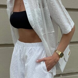 Maxct Jacquard Hollow Out Shirt Suits