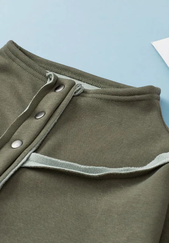 Maxct &Exposed Seam Half Snap Long Sleeve Sweatshirt
