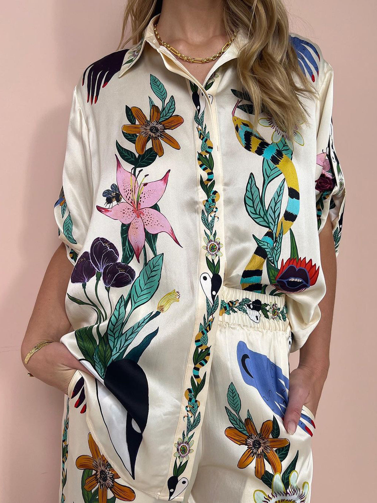 Maxct Floral Print Pants Set