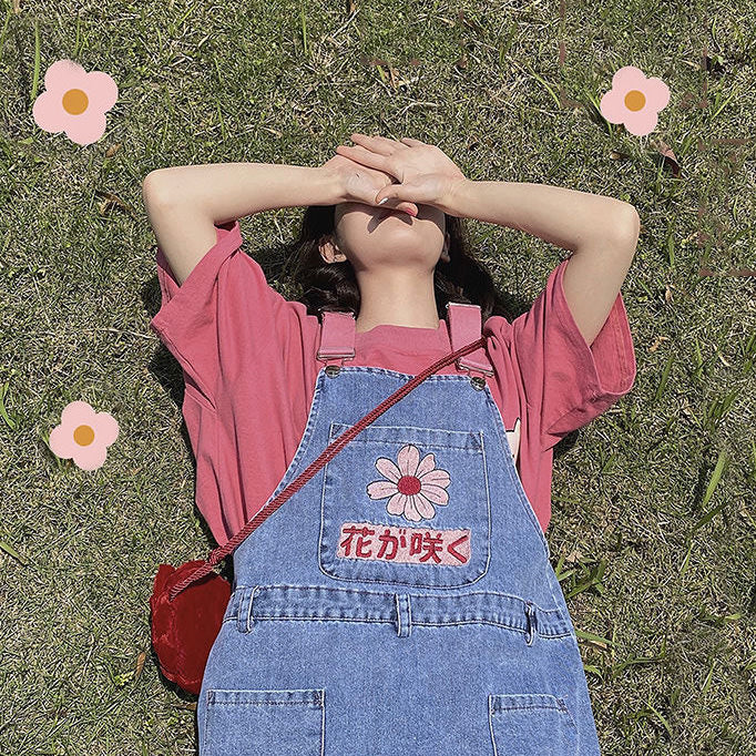 Sakura Embroidery Dungaree Shorts Maxct