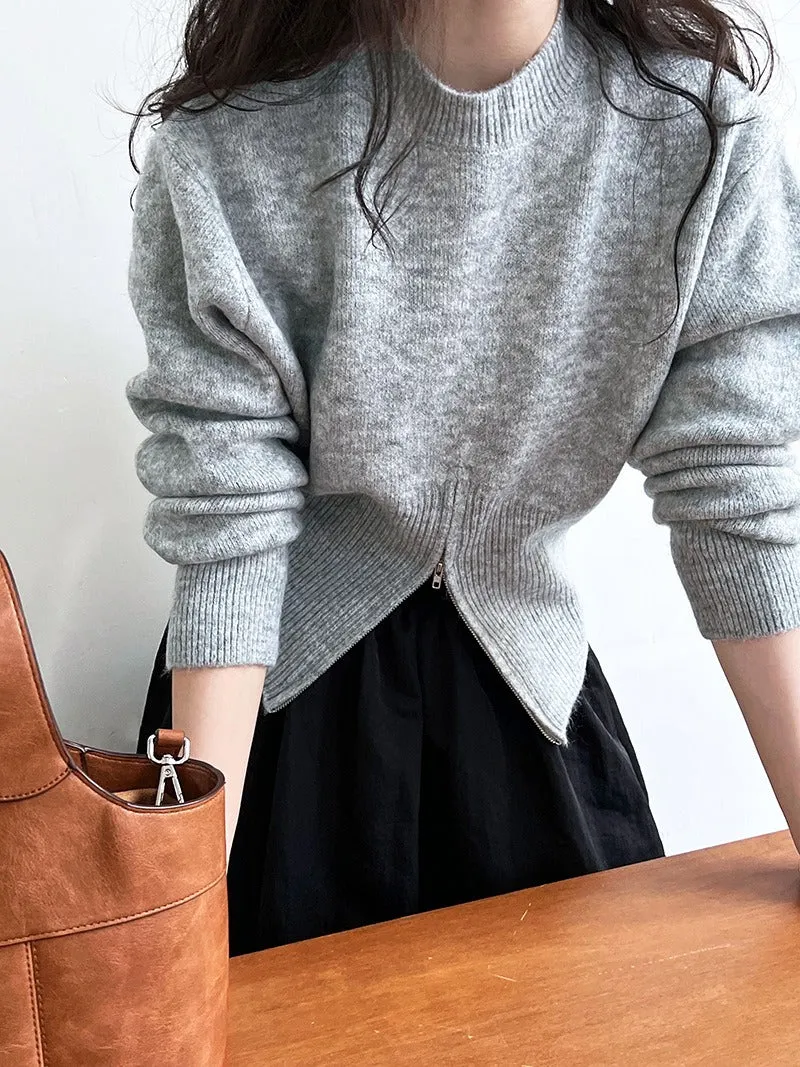 Maxct Short Zipper Pullover Sweater