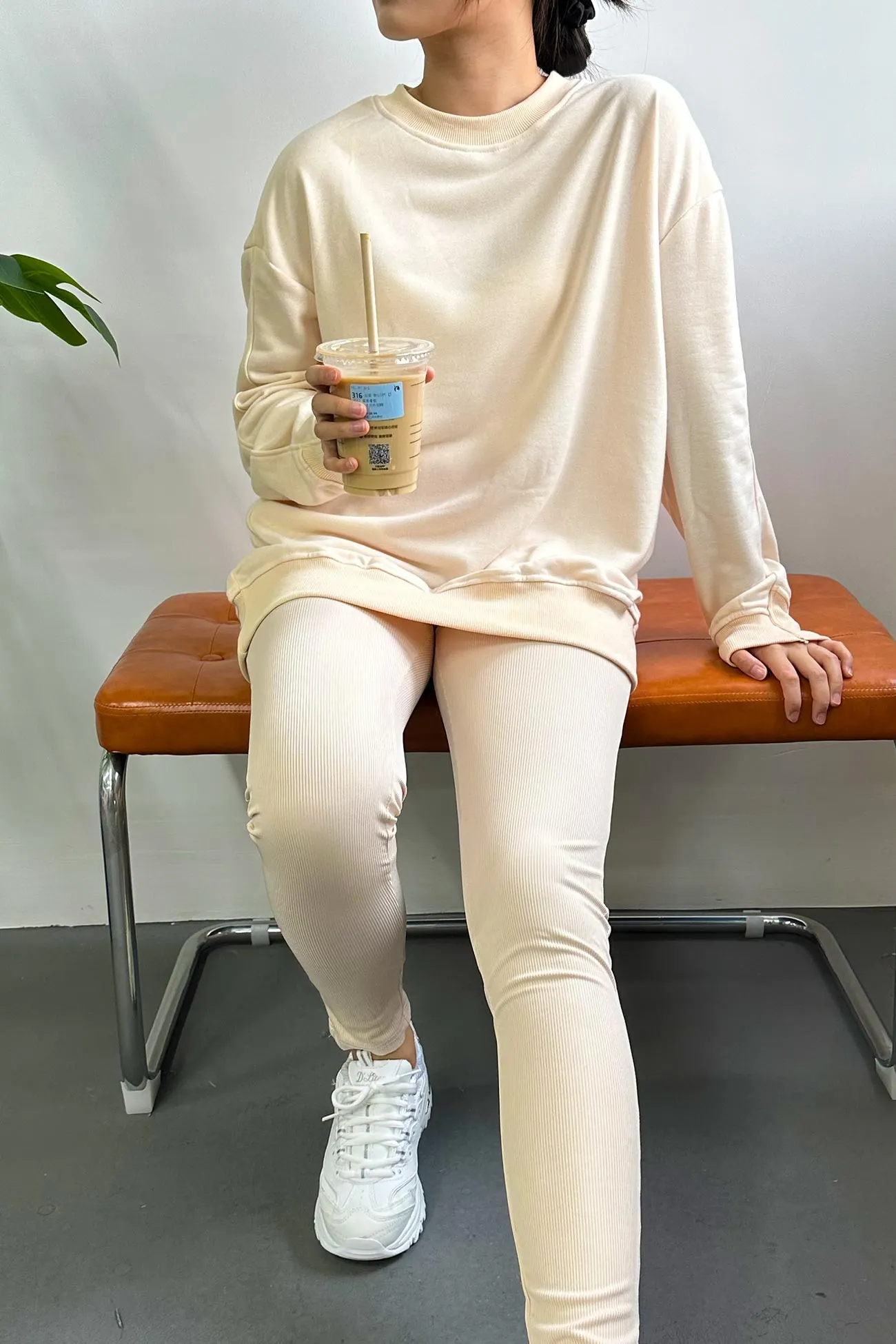 Maxct Solid Crew Neck Sweatshirt Legging Suits