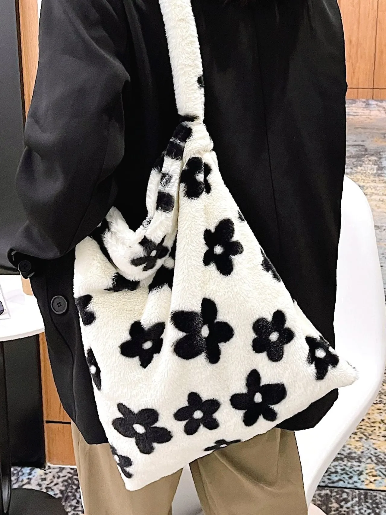 Bag For Love - Floral Pattern Fluffy Maxct Bag  - Women Maxct Bags