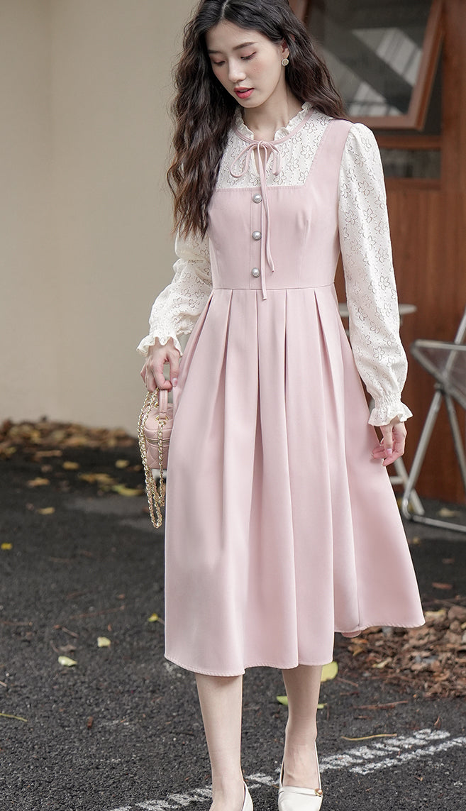 Floral Lace Twofer Midi Dress Maxct