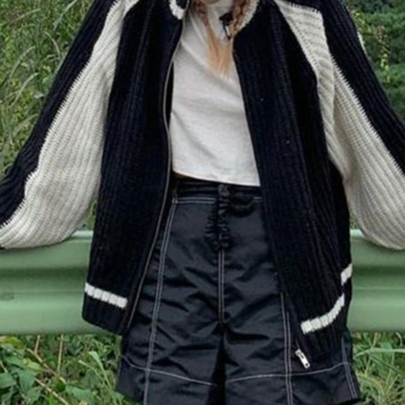 Maxct Vintage Contrast Zip Up Cardigan