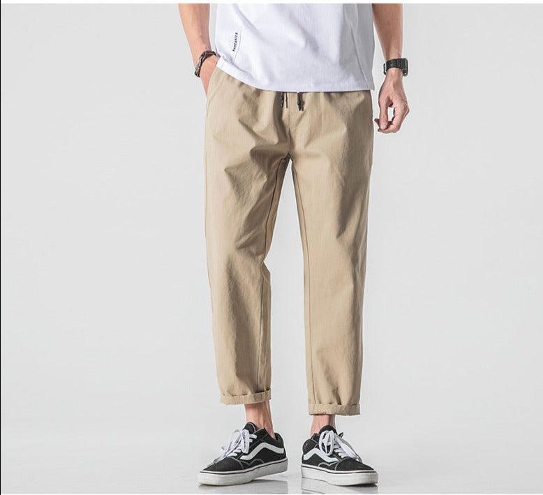 Maxct Spring Drawstring Cotton Elastic Waist Pants