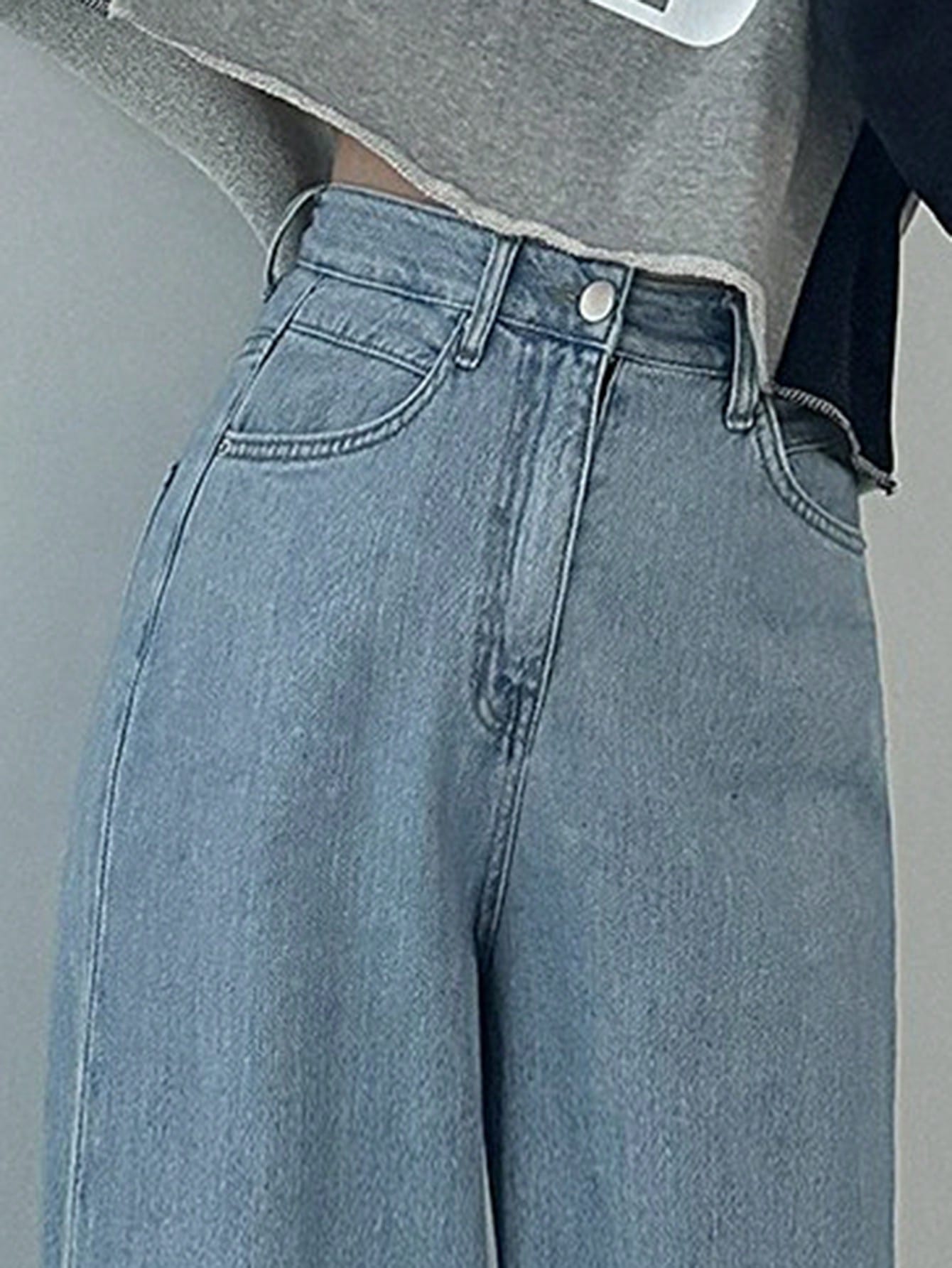 Maxct Women's Loose Wide Leg Regular Denim Pants