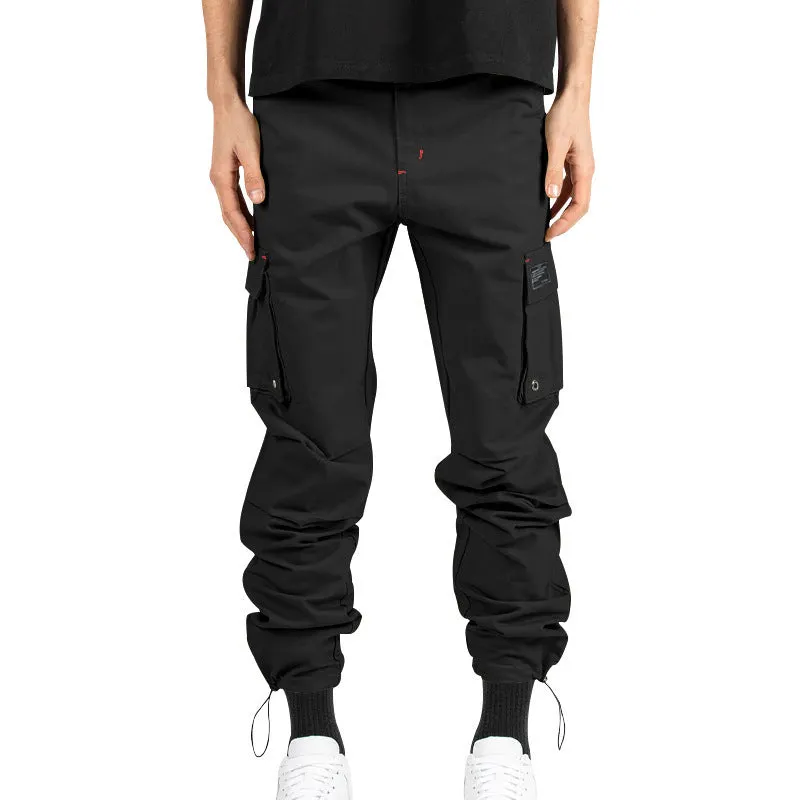 Maxct popular summer new men's  New woven fabric bundle multi-pocket solid color casual pants tooling trousers