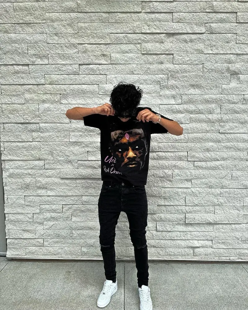 Y2k Retro Hip-hop Trendy Brand Oversized Short-sleeved Women Gothic Punk Style Printed T-shirt Men's Street Versatile Tops Men