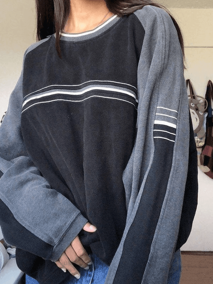 Maxct Patchwork Striped Crew Sweatshirt