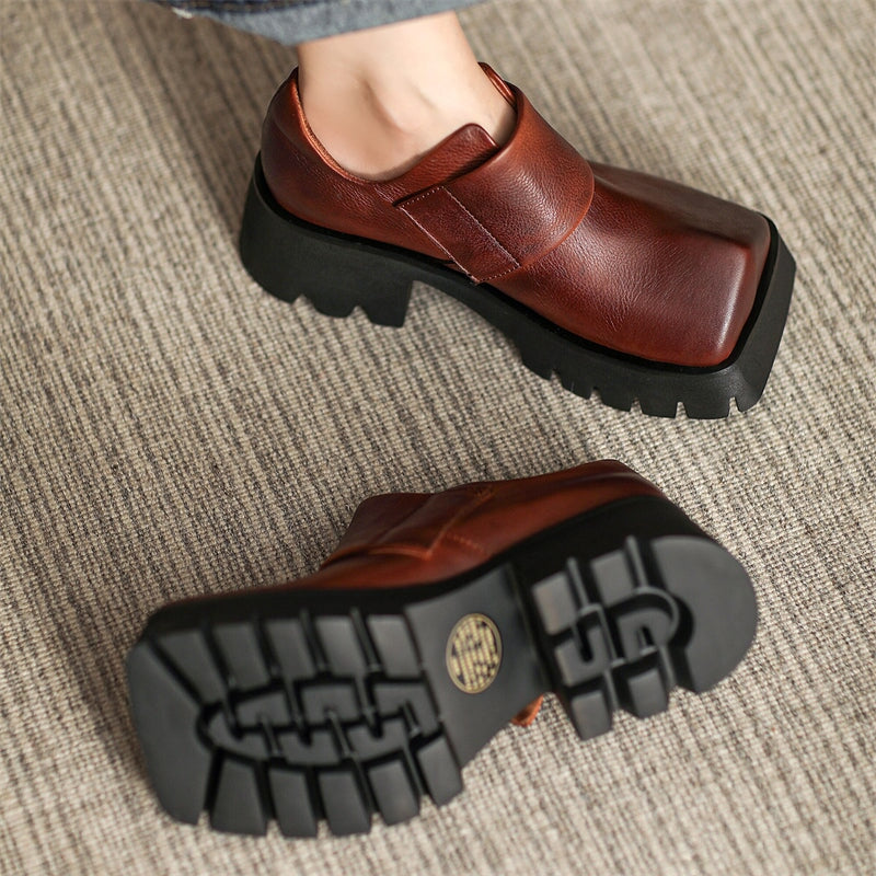Square Toe Touch-strap Chunky Derby Shoes Maxct