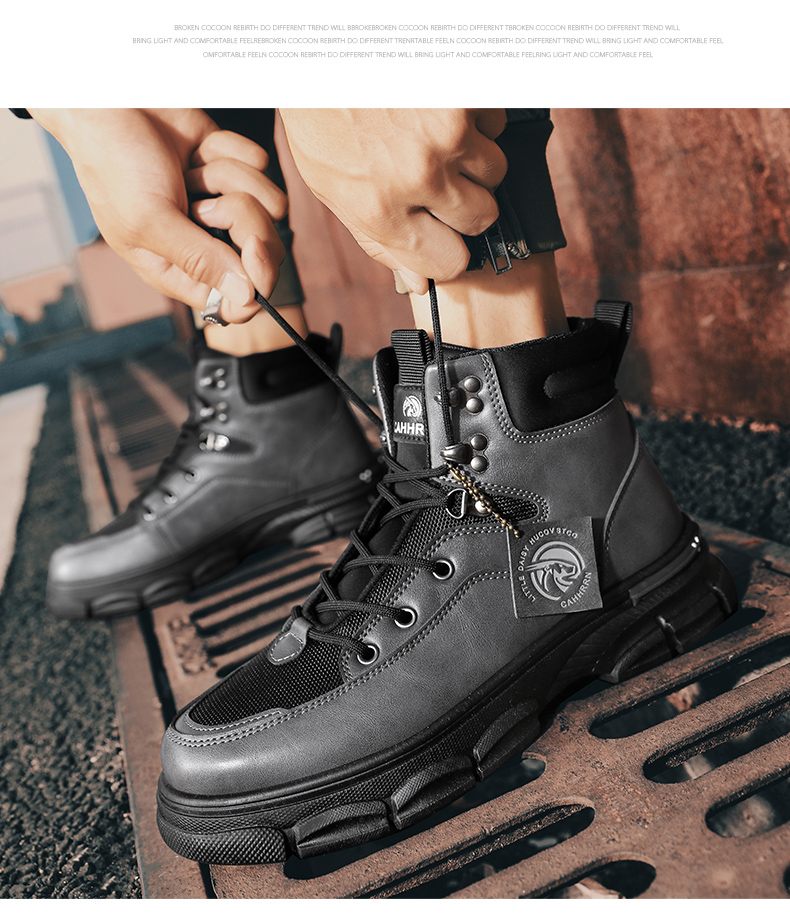 Platform Leather Men's Martin Boots - true deals club