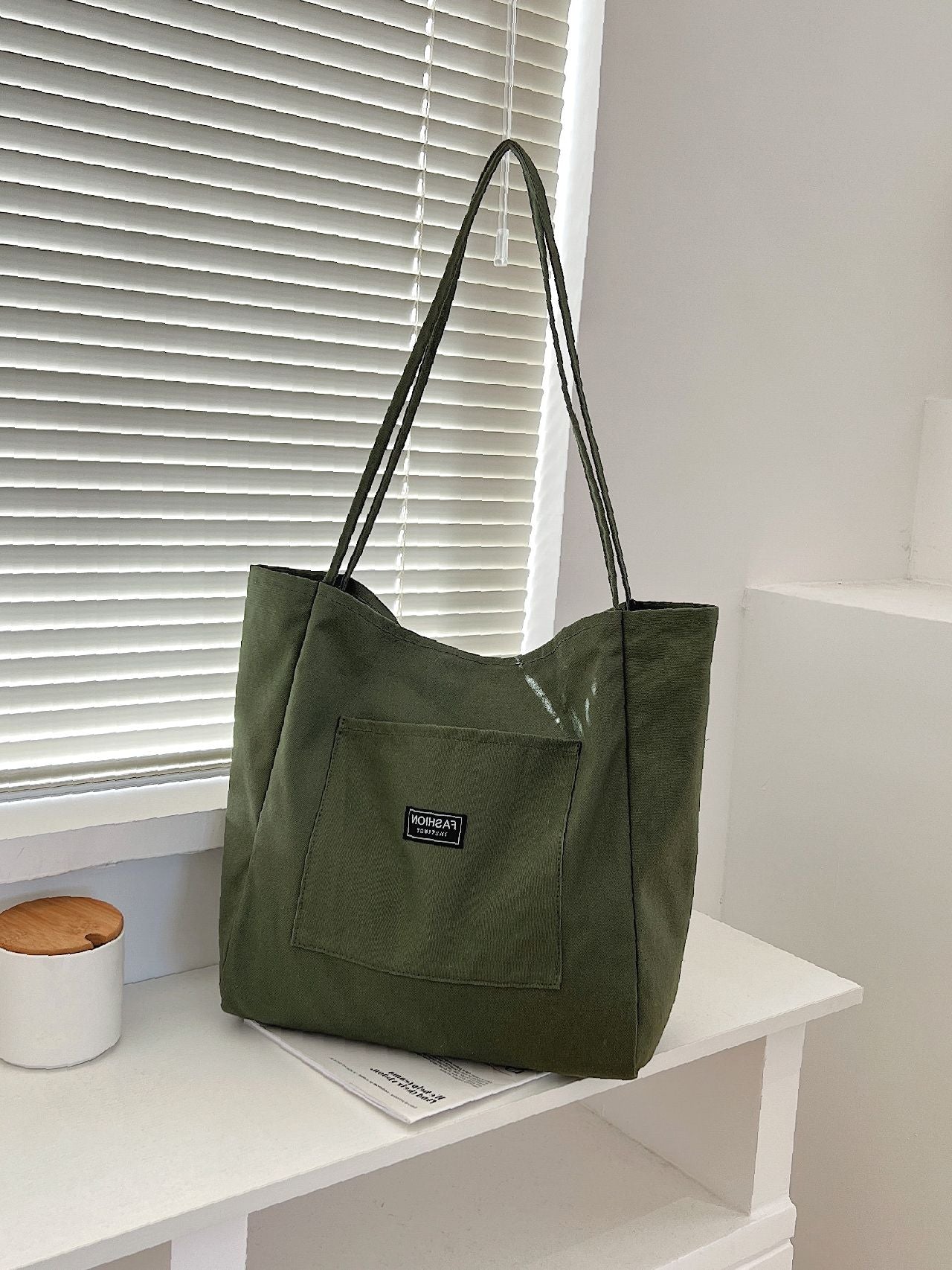 Maxct - Letter Patch Shoulder Tote Bag  - Women Tote Bags