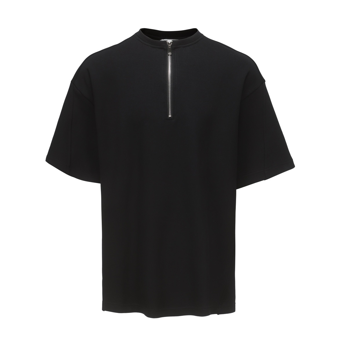 90s Streetwear American Style Trendy Brand Niche Simple Pure Cotton Short-sleeved T-shirt Men's Summer New Loose Street Half-zipper Short-sleeved Top