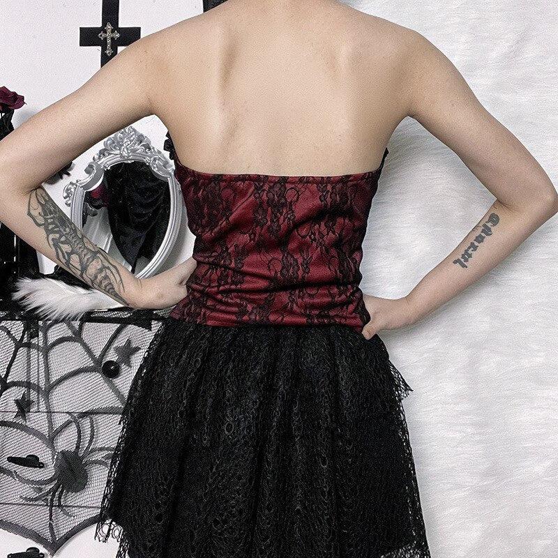 Maxct &Victorian Goth Ribbon Detailed Corset Top