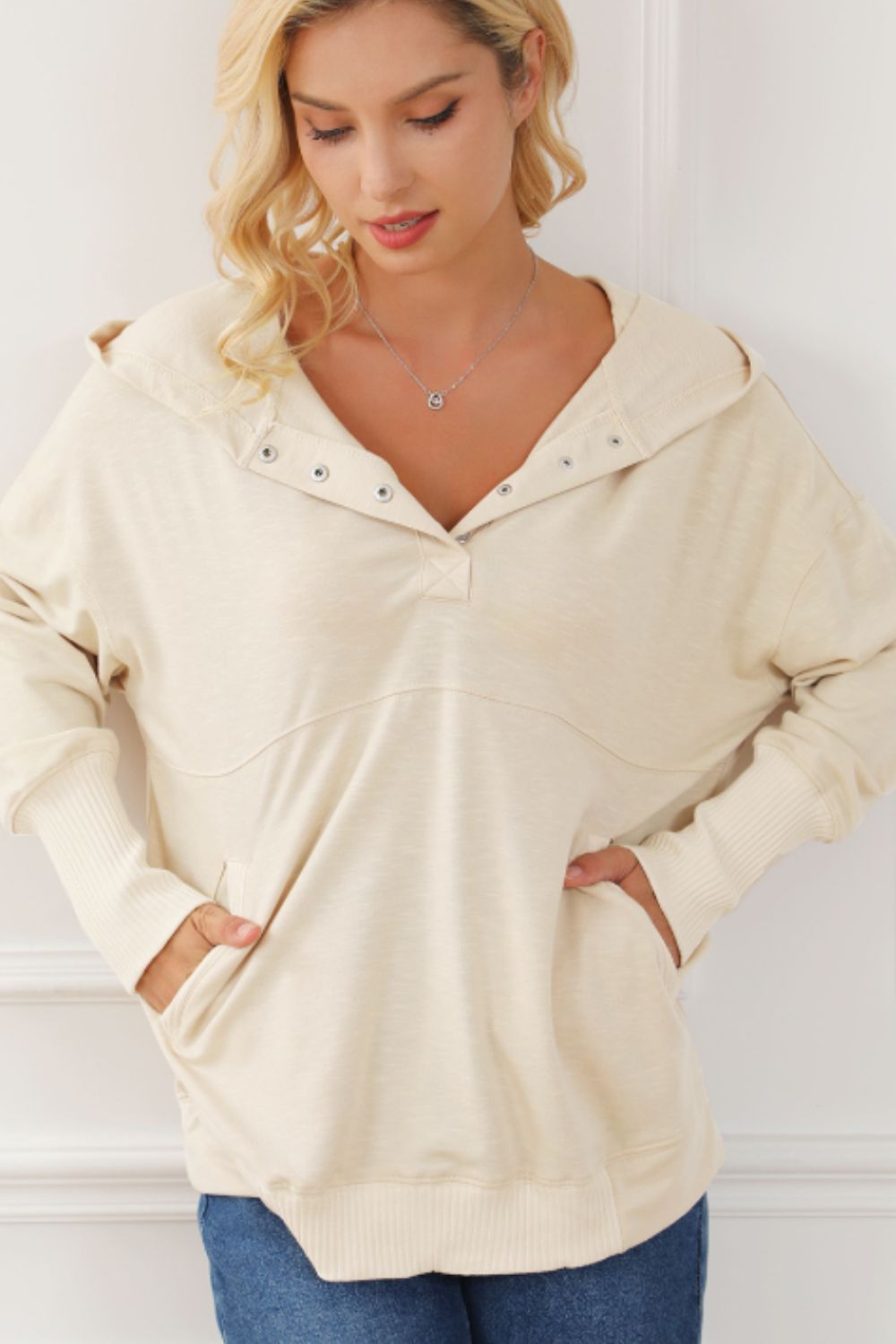 Maxct &Quarter Snap Long Sleeve Hoodie