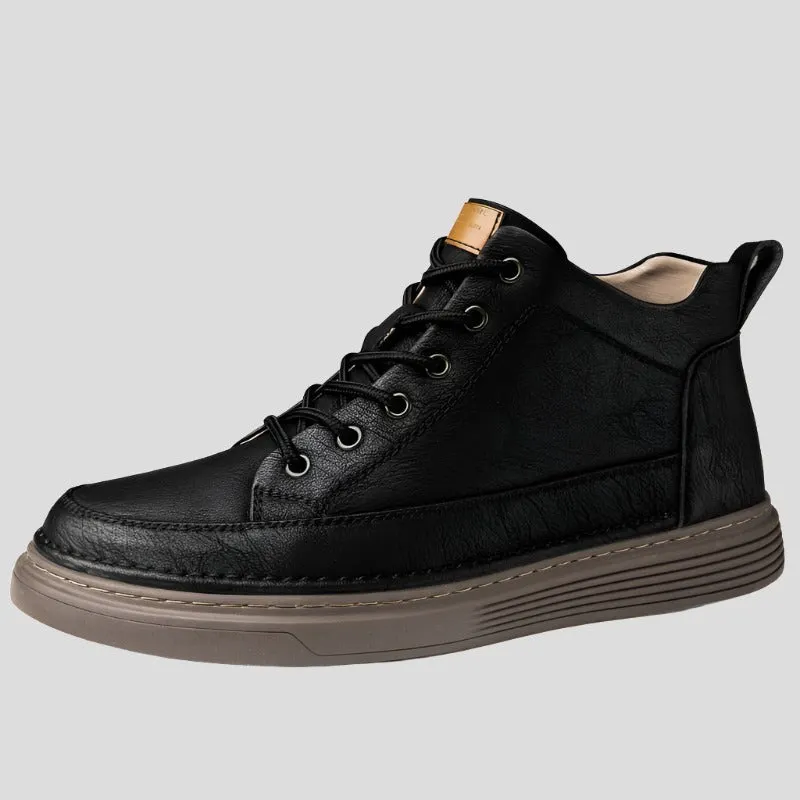 Leather Motorcycle Oxford Boots for Men Maxct