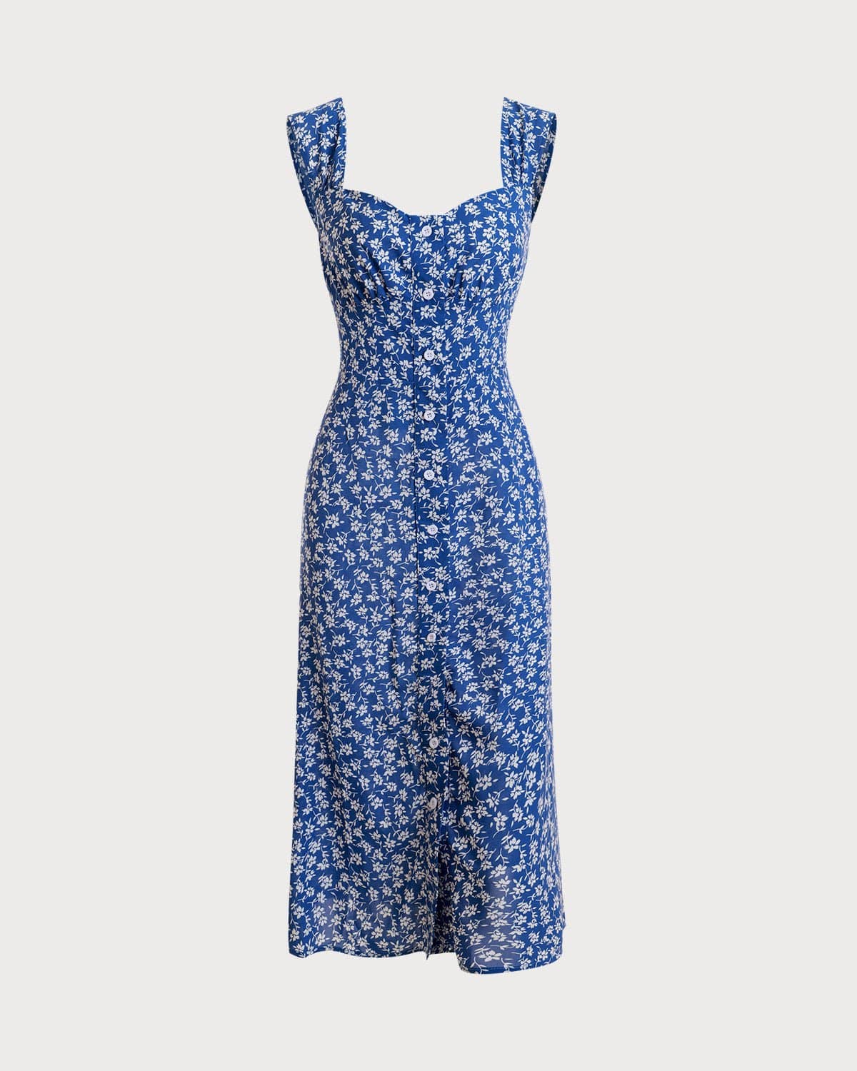 Maxct The Single-breasted Floral Midi Dress
