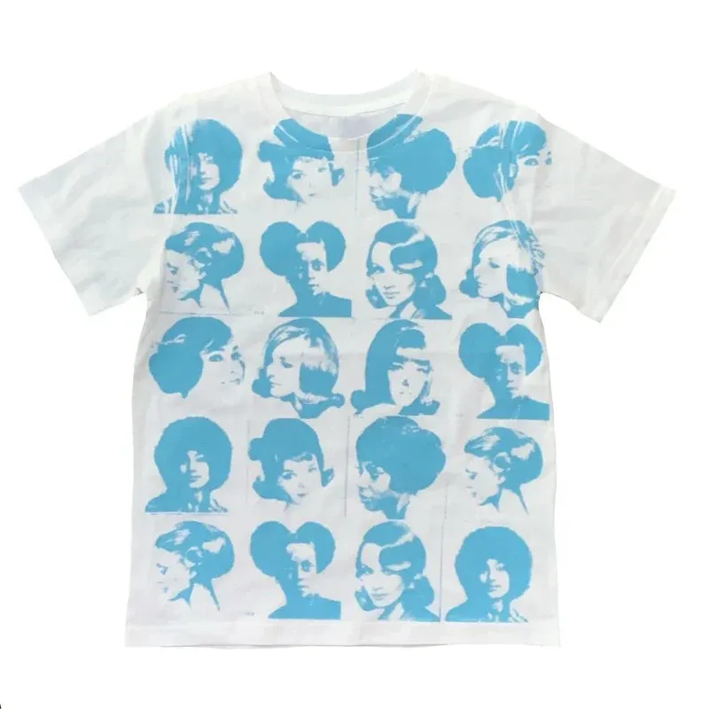 Maxct 90s Vintage Portrait Graphic Print T-shirt Harajuku Crop Top Y2K Aesthetic Summer Slim Fit Tees Tops Women Streetwear Gothic
