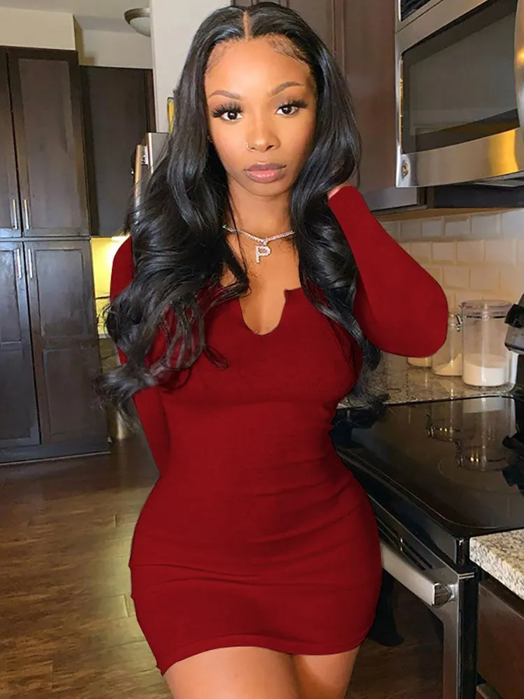 V Neck Club Bodycon Mini Dress Maxct