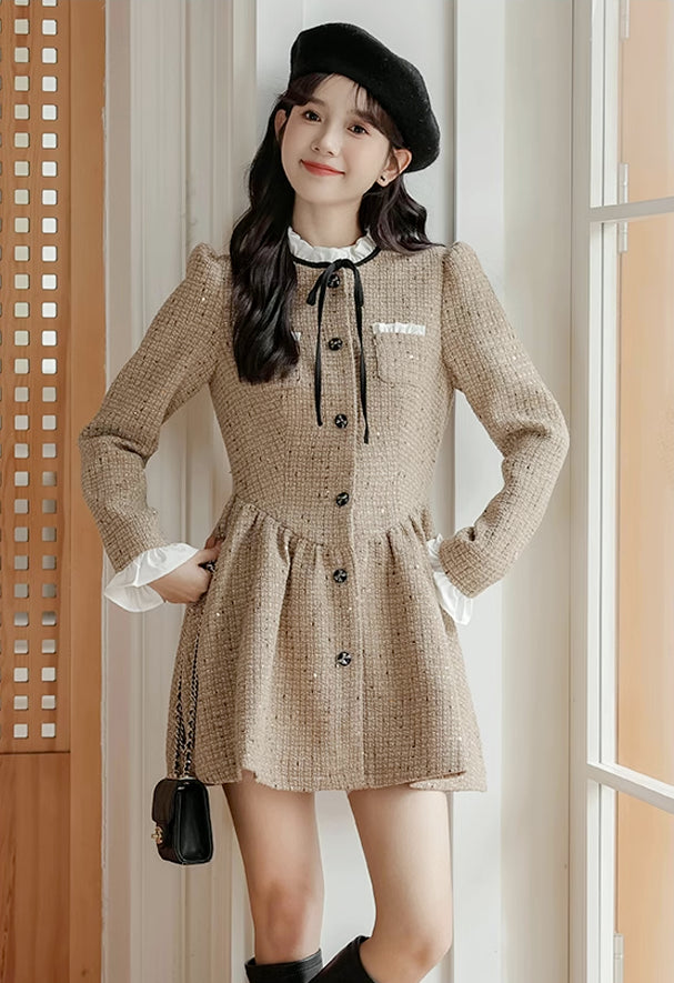 Latte Tweed Mini Dress Maxct