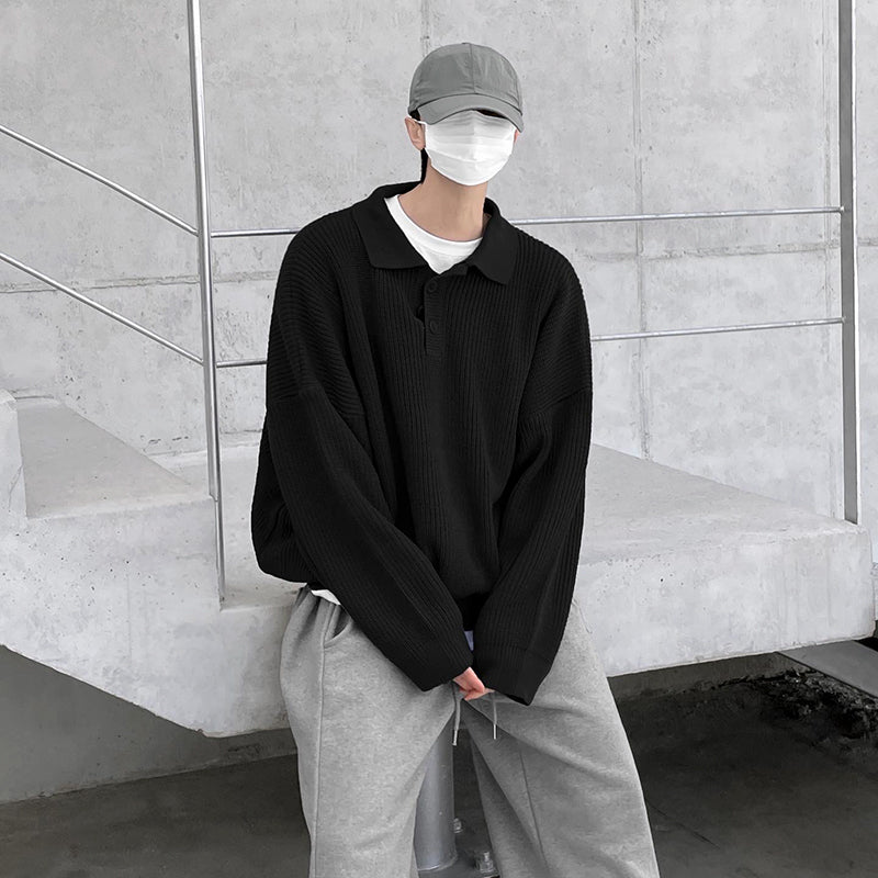 Maxct 5519 Knitted Quarter Button-Up Shirt Sweater