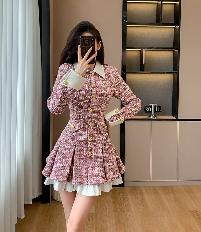 Flirty Plaid Tweed Mini Dress Maxct