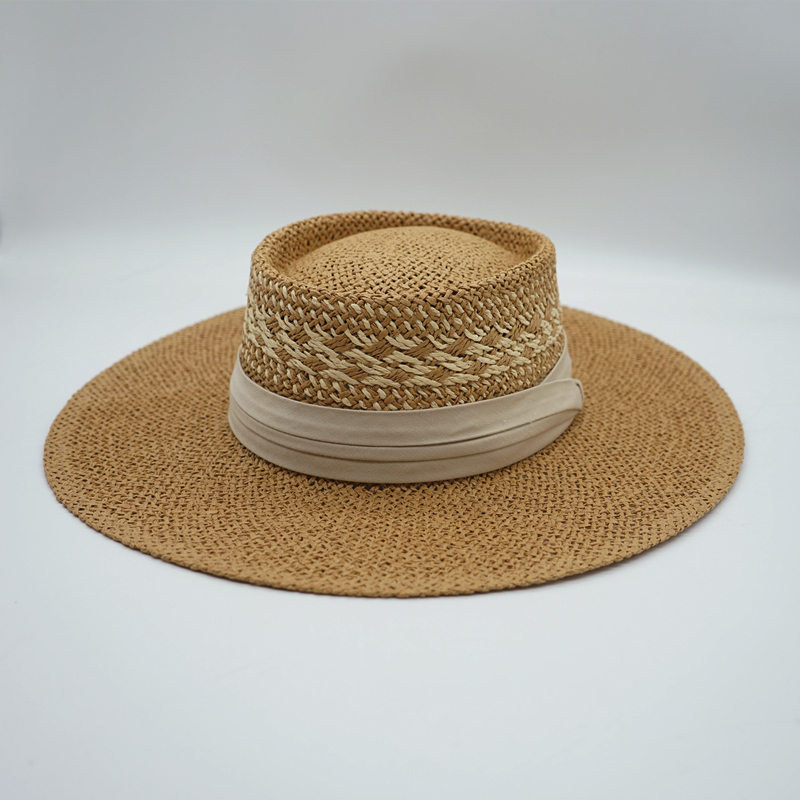 Straw Hat Japanese Style Black Brown Panama Women's Beach Big Brim