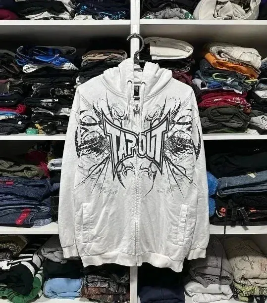 Maxct Streetwear Men Women Clothes Zipper Hoodie Y2K Sweatshirt Hip Hop Letter Embroidery Jacket Retro Pattern Oversized Hoodie 1017