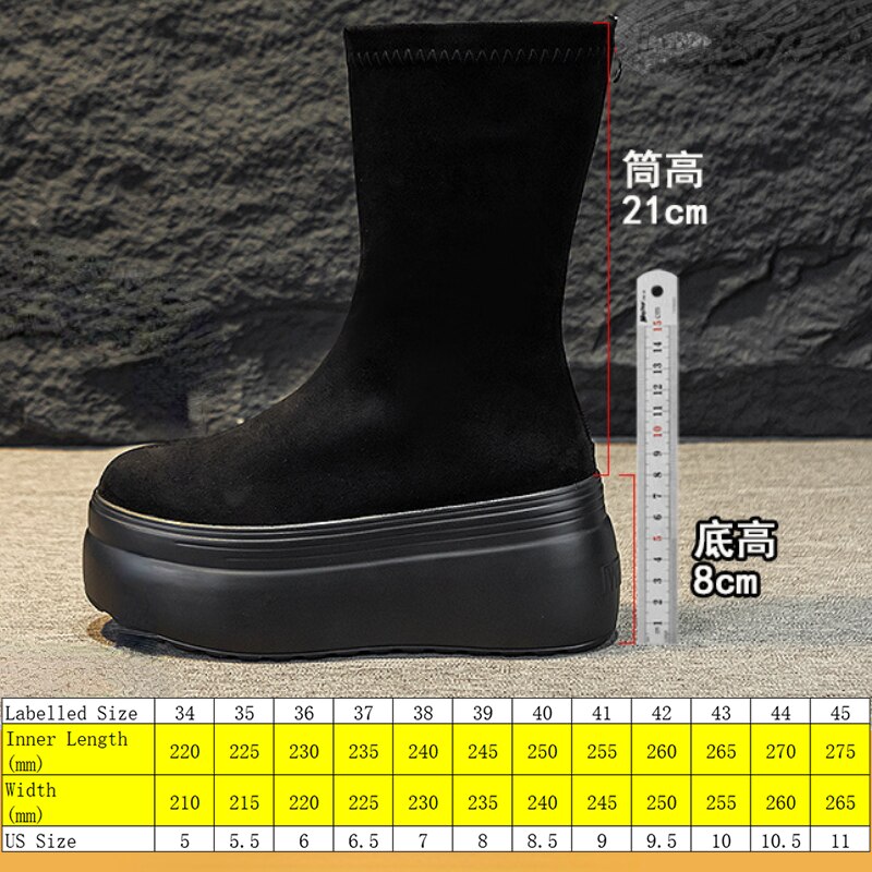 8cm Suede Platform Boots for Women Maxct