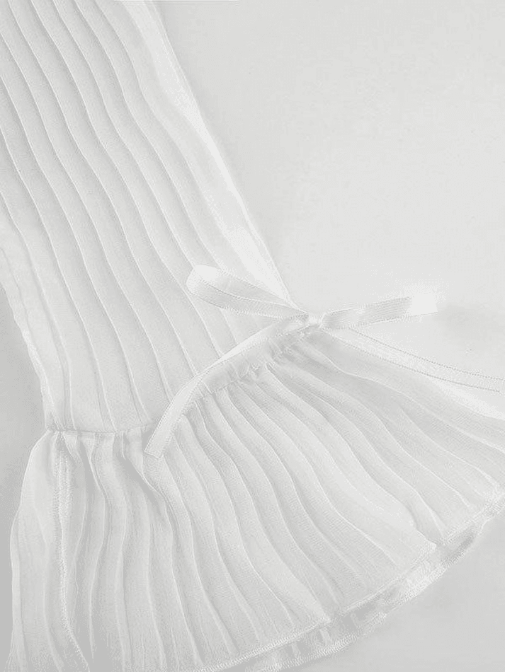 Maxct Semi Sheer Long Sleeve Pleated Blouse