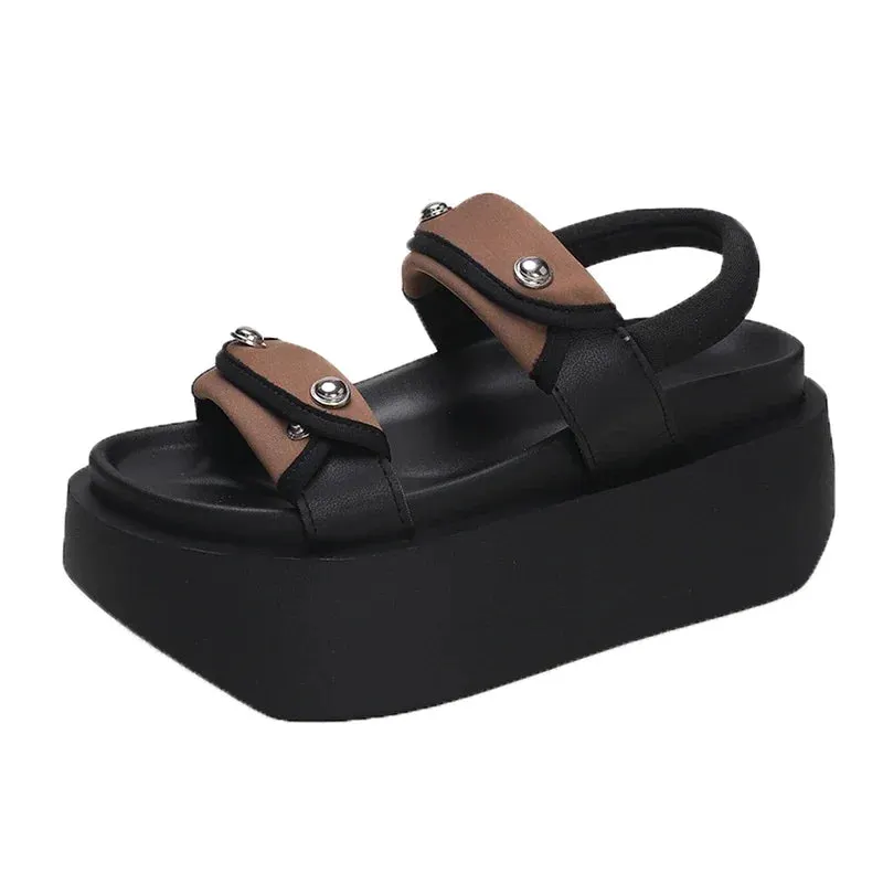 Chunky Block Heels Gladiator Sandals, 8cm for Women Maxct