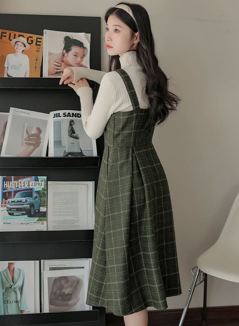Button Up Plaid Cami Midi Dress Maxct