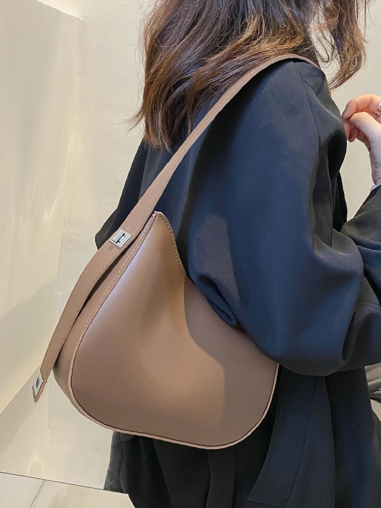 Bag For Love - Minimalist Metal Decor Baguette Bag  - Women Maxct Bags