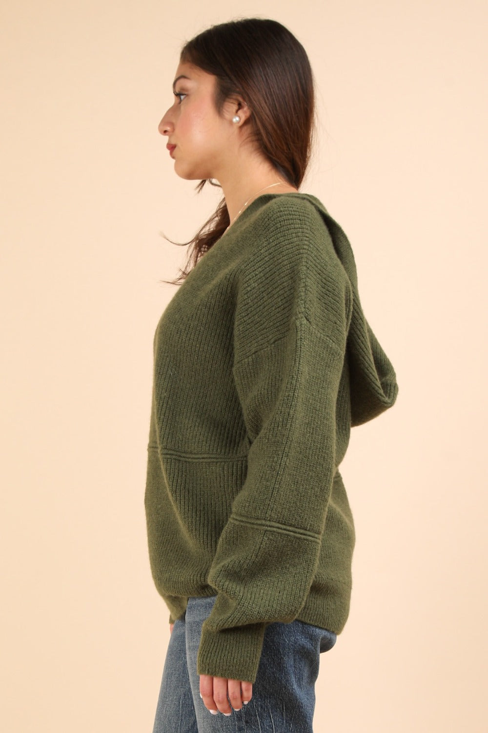 Maxct &VERY J Seam Detail Drop Shoulder Hooded Sweater