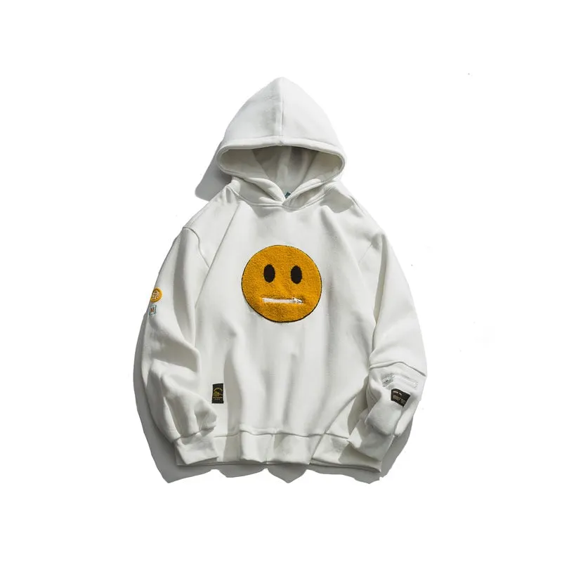Unisex Zipper Pocket Smile Face Hoodies Maxct