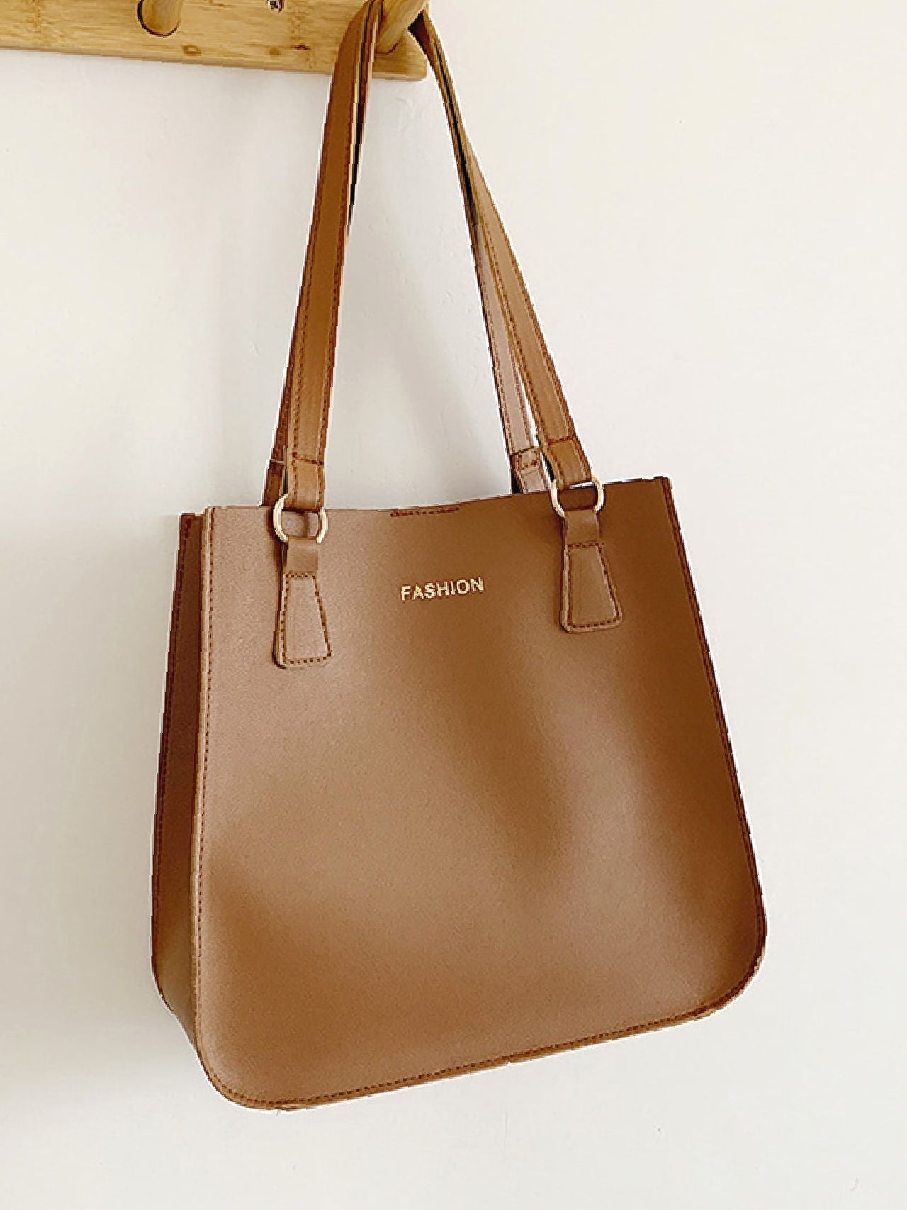 Maxct - Letter Graphic Shoulder Tote Bag with Inner Pouch  - Women Tote Bags