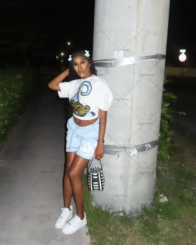 European and American Street Fashion Brand Versatile T-shirt Tops Women Y2k Retro Cartoon Print Oversized Short-sleeved Men