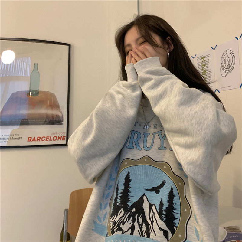 Maxct Vintage Mountains Graphic Oversized Sweatshirt
