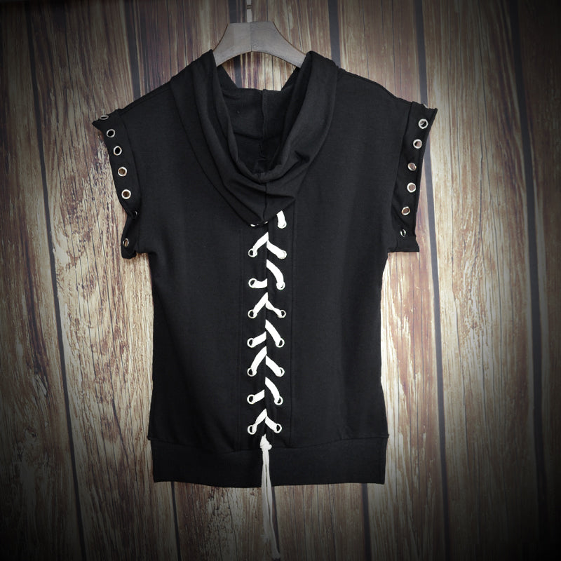 Maxct Slim Fit Sleeveless Hooded T-Shirt And Shorts