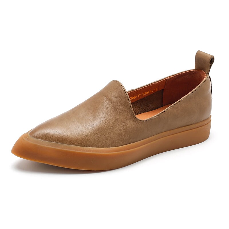 Vegetable Tanned Loafers Pointed Toe Flats Maxct
