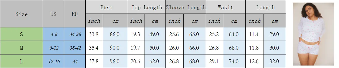 90s Vintage 2 Piece Set Women Sleepwear Fairy Cottage Loungewear Sweet Girl Long Sleeve Crop Top T-shirt + Shorts Y2K Outfits