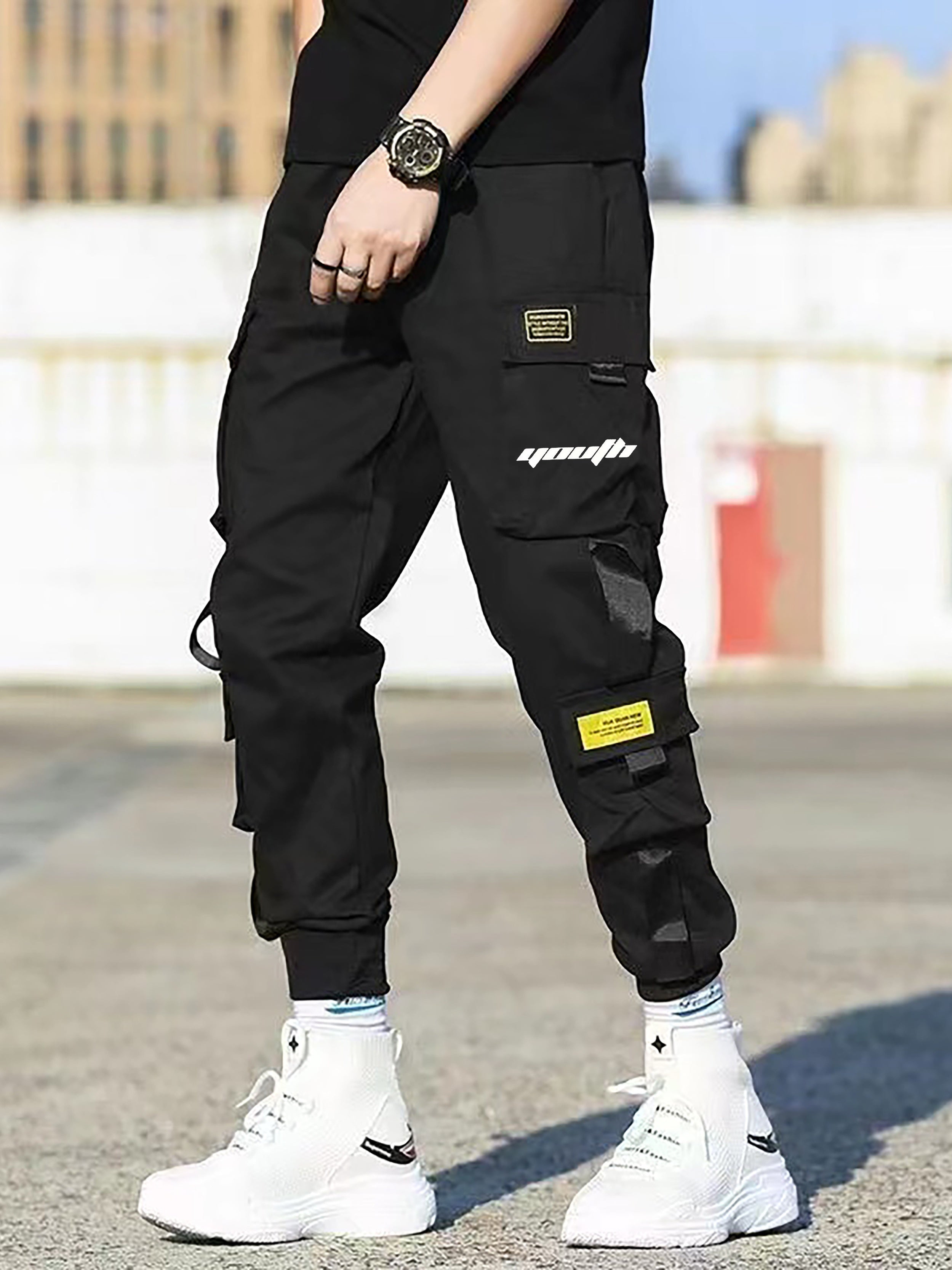 Maxct Classic Design Multi Flap Pockets Cargo Pants, Men's Casual Techwear Drawstring Cargo Pants Hip Hop Joggers For Autumn Summer Outdoor