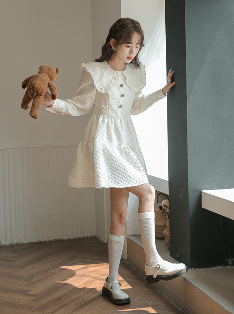 Jacquard Peter Pan Babydoll Tiered Mini Dress Maxct